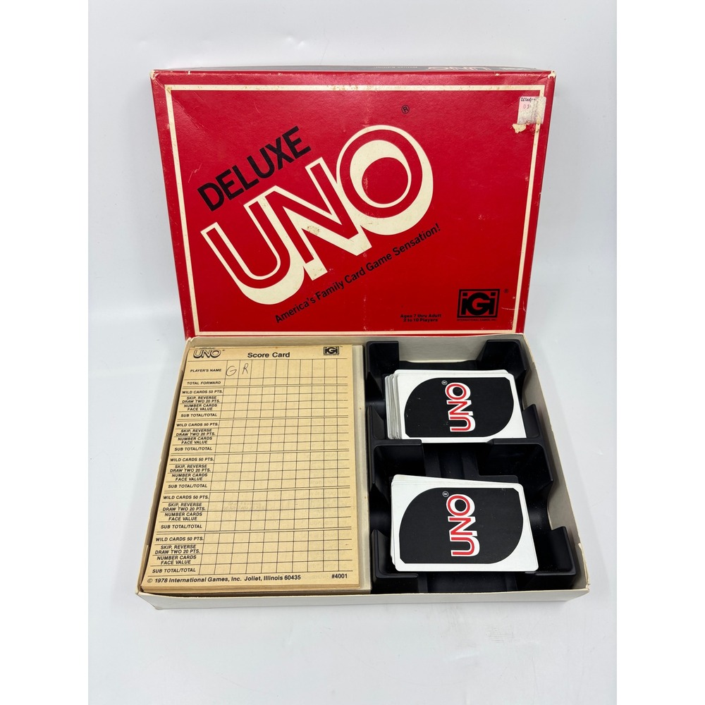 Vintage 1978 Deluxe UNO Card Game International Games Inc IGI #3001 Red Box